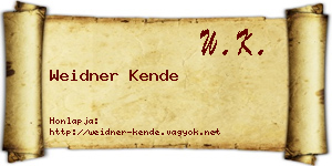 Weidner Kende névjegykártya